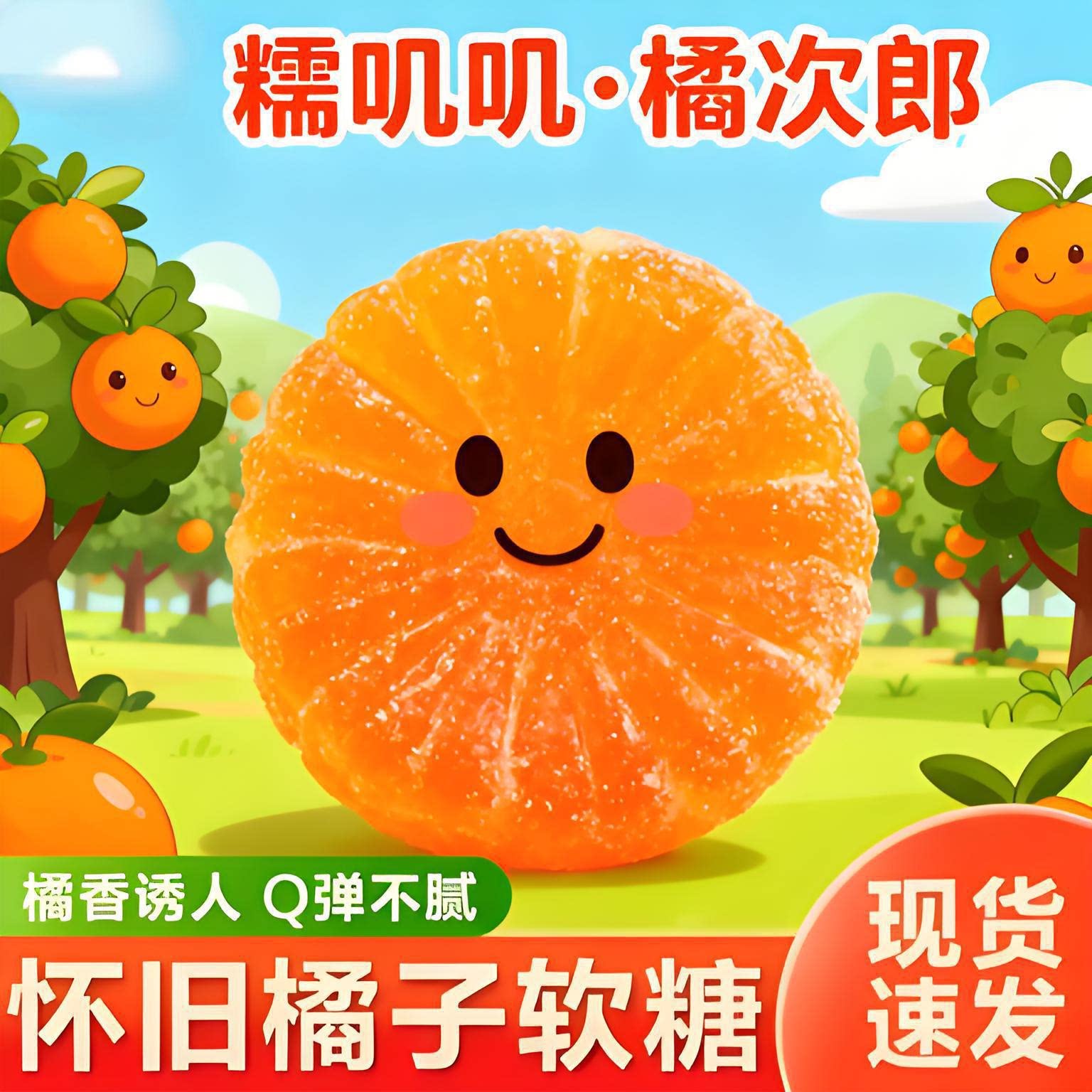 抖音同款橘子软糖水桔子软糖果喜糖怀旧童年休闲小零食老式瓣糖儿