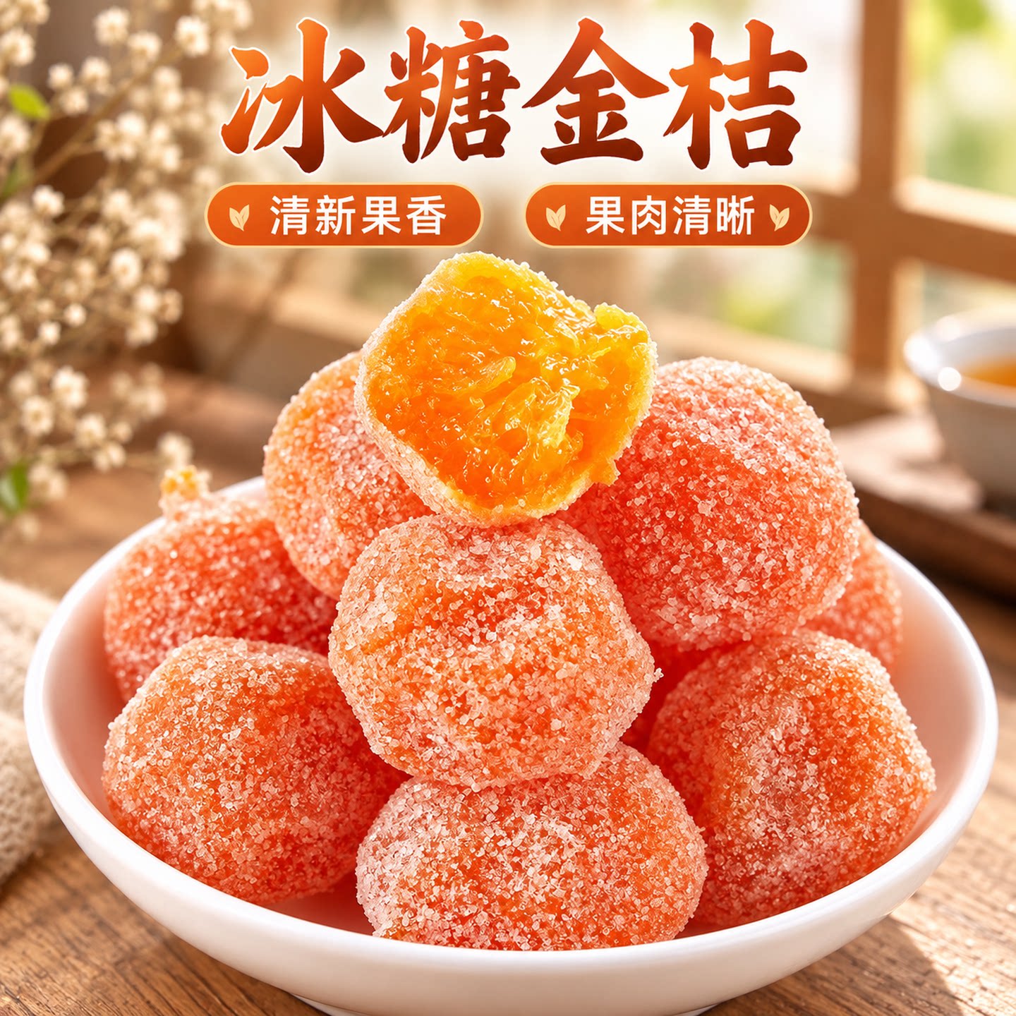 冰糖金桔蜜饯500克罐装个大粒