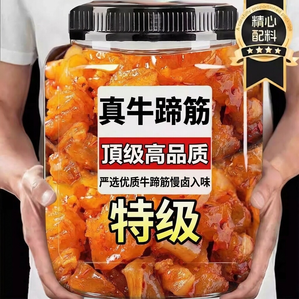 牛蹄筋开袋即食零食官方旗舰店内蒙古特产牛板筋小吃香辣水晶牛筋