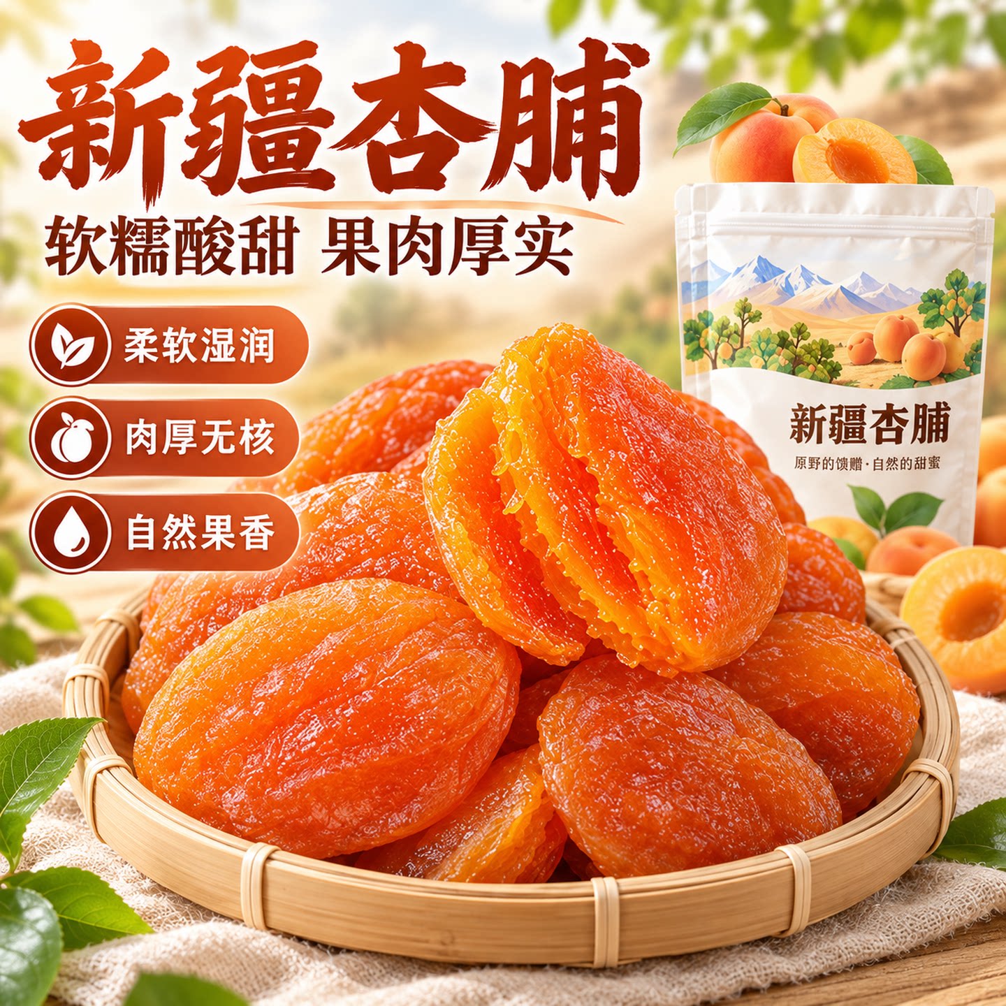 新疆无核软糯酸甜杏干果肉厚实
