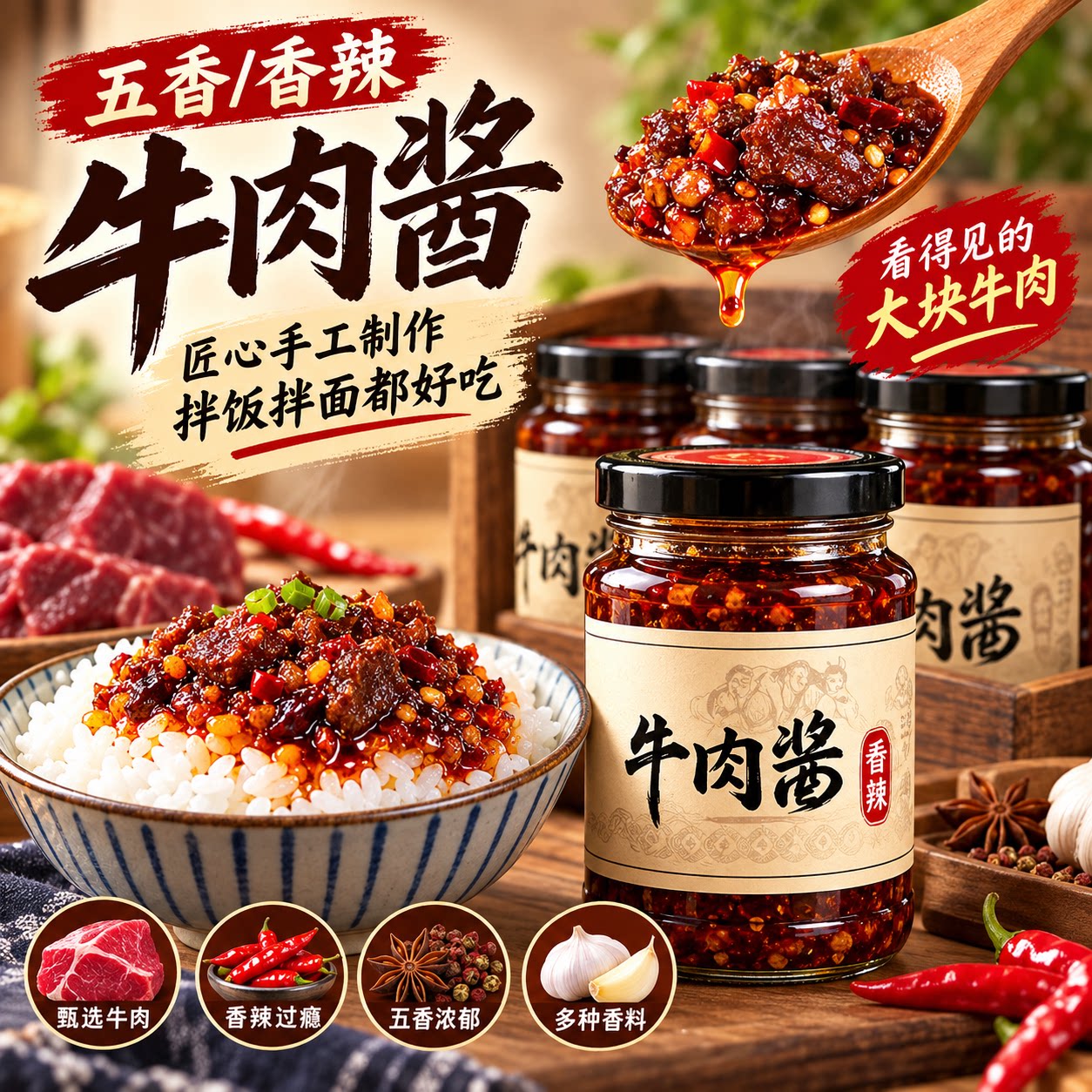 巨下饭香辣拌饭拌面酱美味牛肉酱