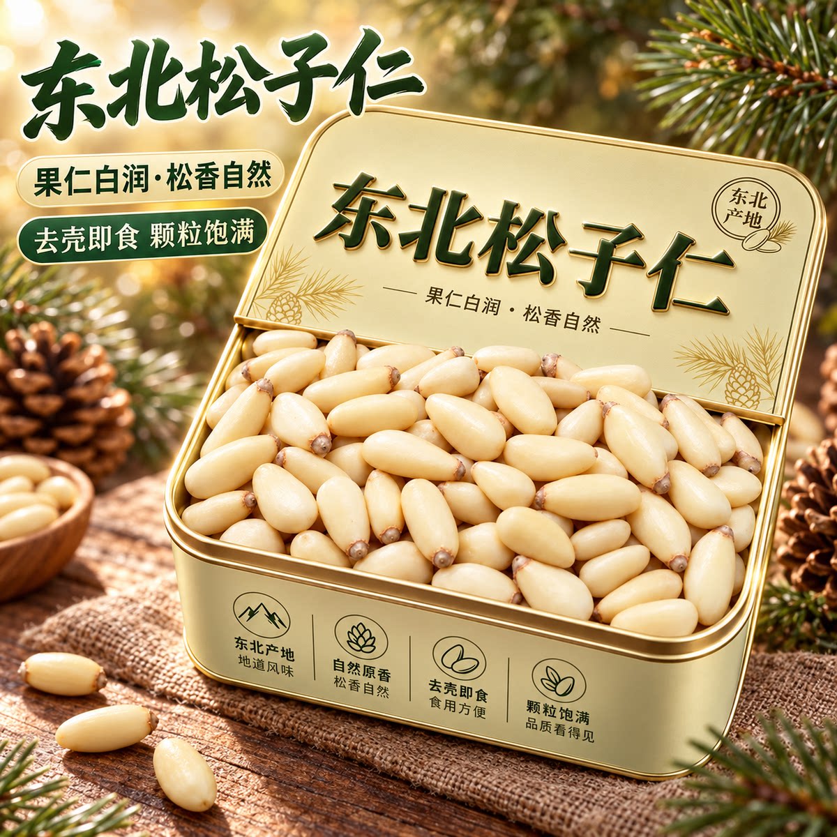 长白山野生松子仁熟特大东北松仁