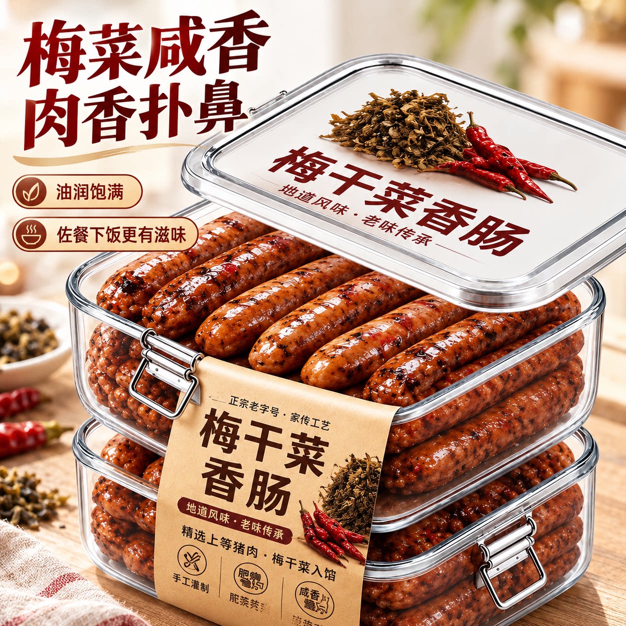 浙江金华老字号梅干菜香肠新鲜猪