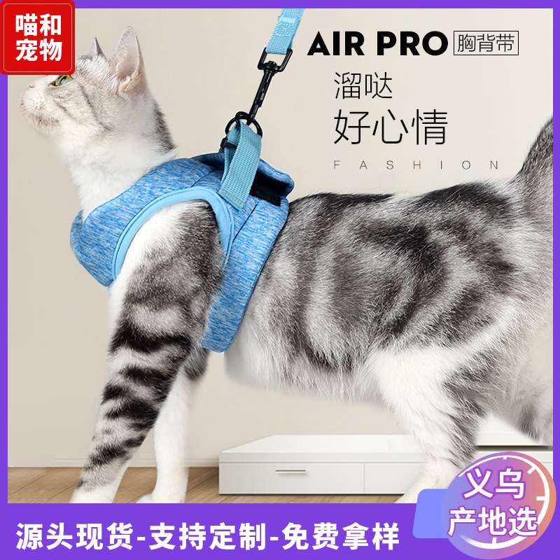 严选亚马逊透气猫胸背牵引绳猫咪