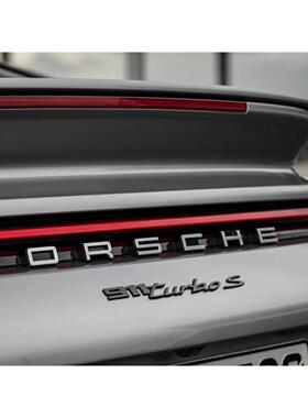 原厂款新保时捷亮黑字标911/992Carrera车尾贴Taycan Turbo4S改装