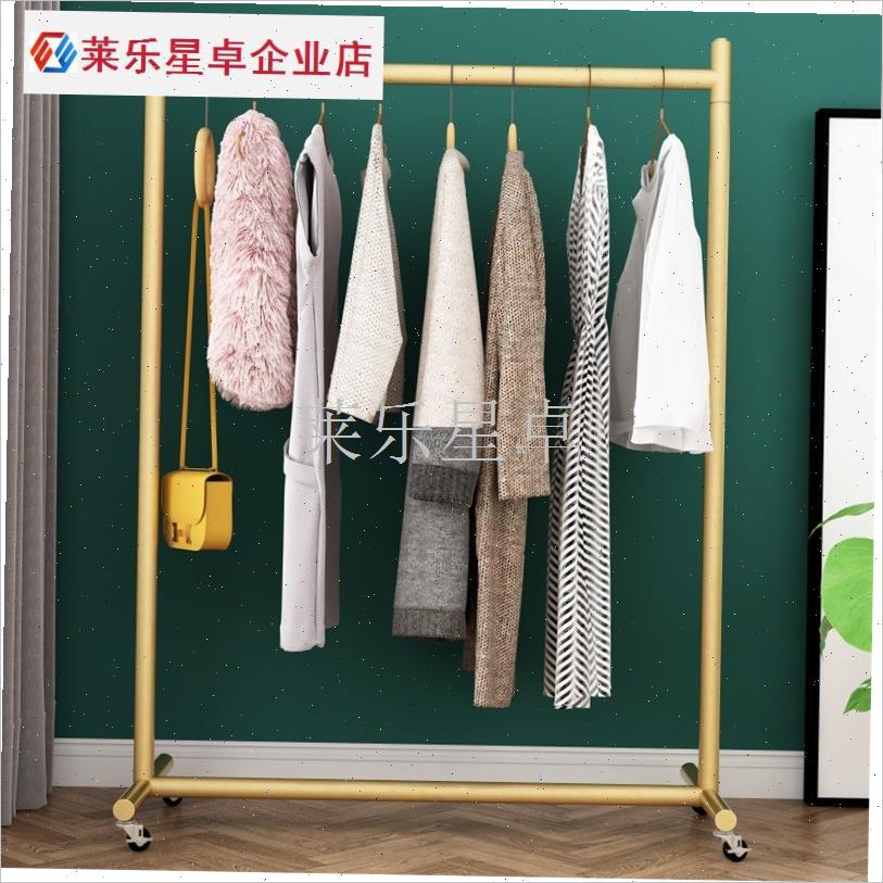 加粗移动家用阳台置地晾衣架简易折叠挂衣架O轻奢服装店货架带轮.