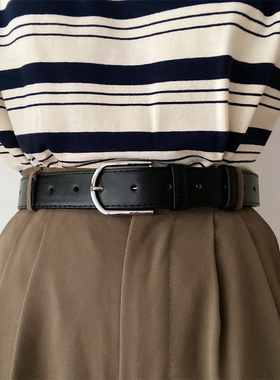 韩版休闲皮带女夏季个性百搭腰带女士装饰配大衣外套裤带男黑色细