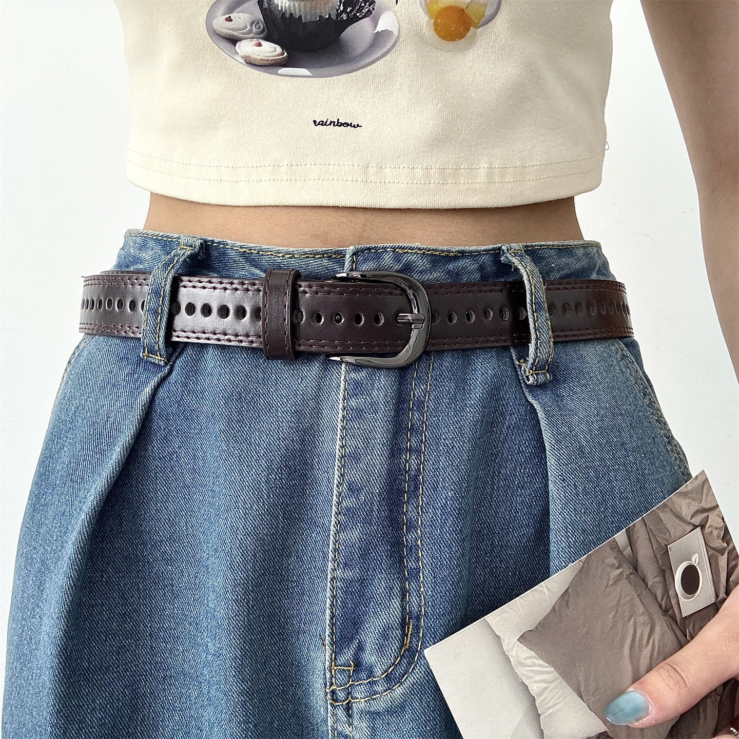 配牛仔裤宽边腰带女款皮带韩国时尚装饰复古简约学生裤带ins风潮