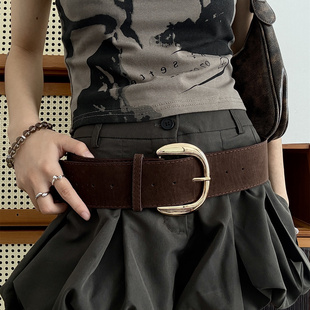 小众高级感西部风面宽边腰带女款辣妹复古腰封配裙子大衣显瘦皮带