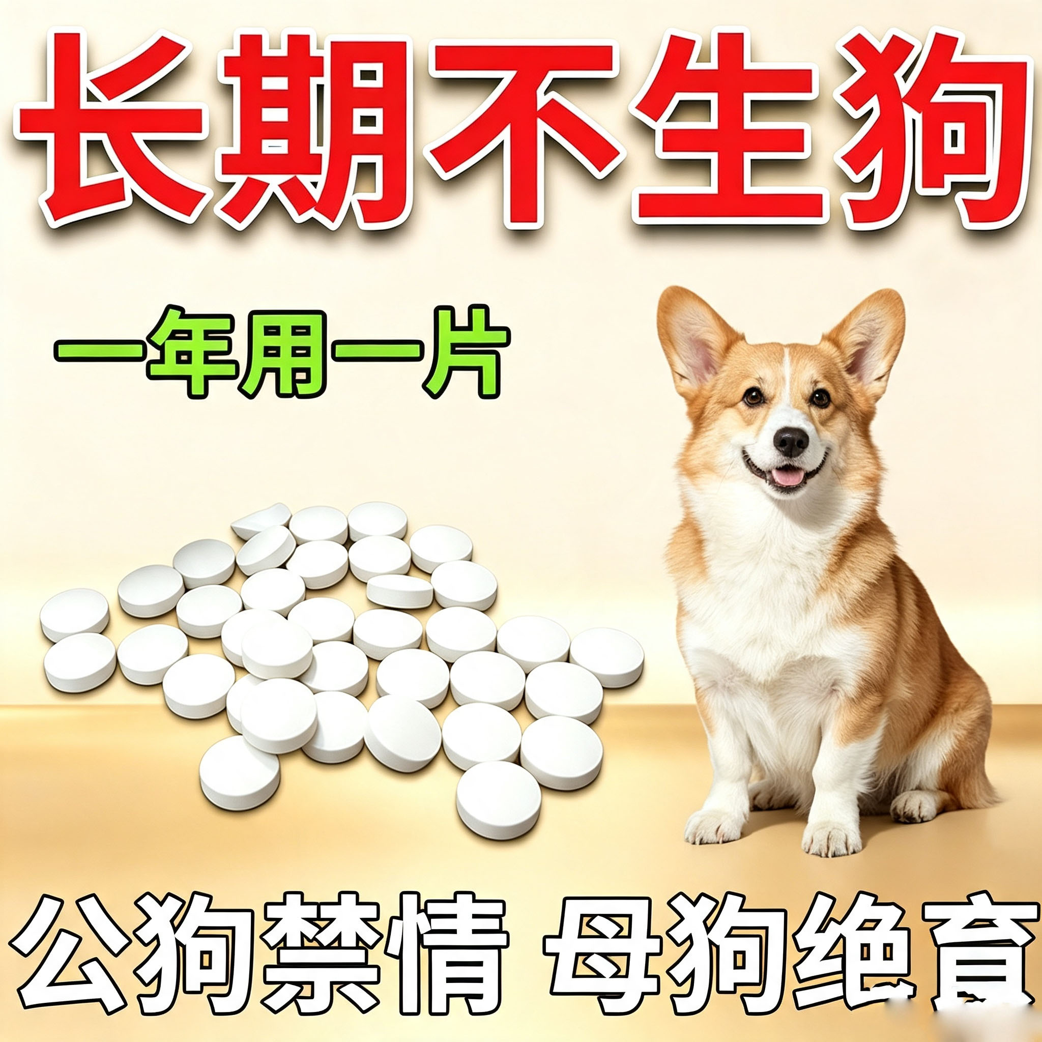狗狗永久绝育药公母狗通用永久绝育不发不生崽不乱尿片控制情绪