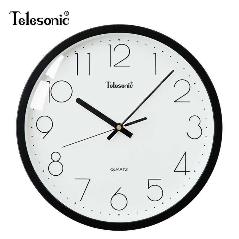 telesonic/天王星圆形挂钟现代简约静音时钟表客厅装饰石英钟挂表