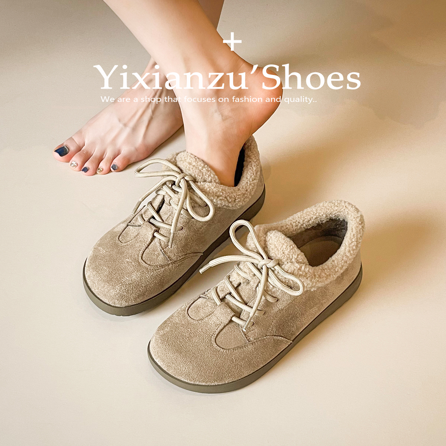 加绒勃肯鞋女2025新款冬季厚底保暖棉鞋圆头软底复古平底毛毛鞋