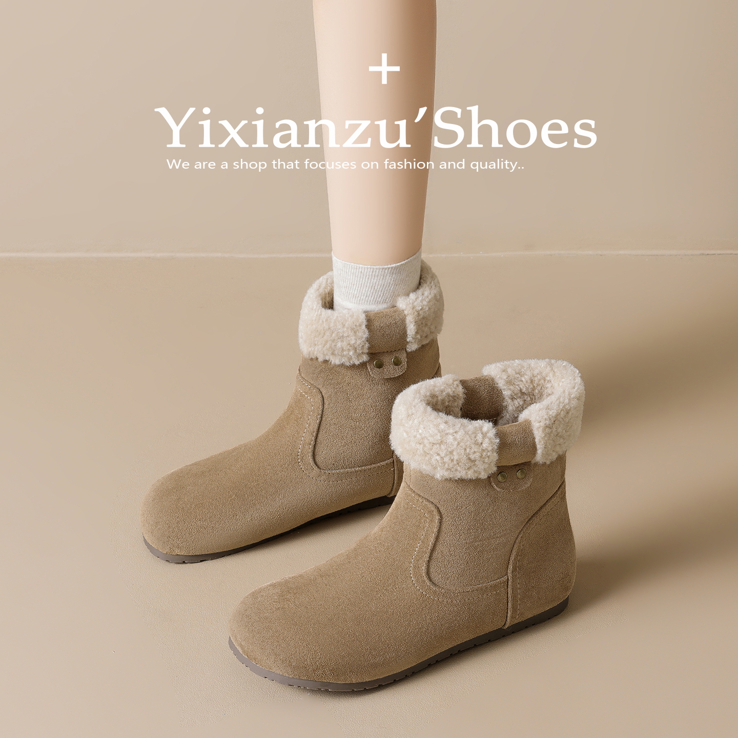 皮毛一体短靴！女生冬日显瘦神器