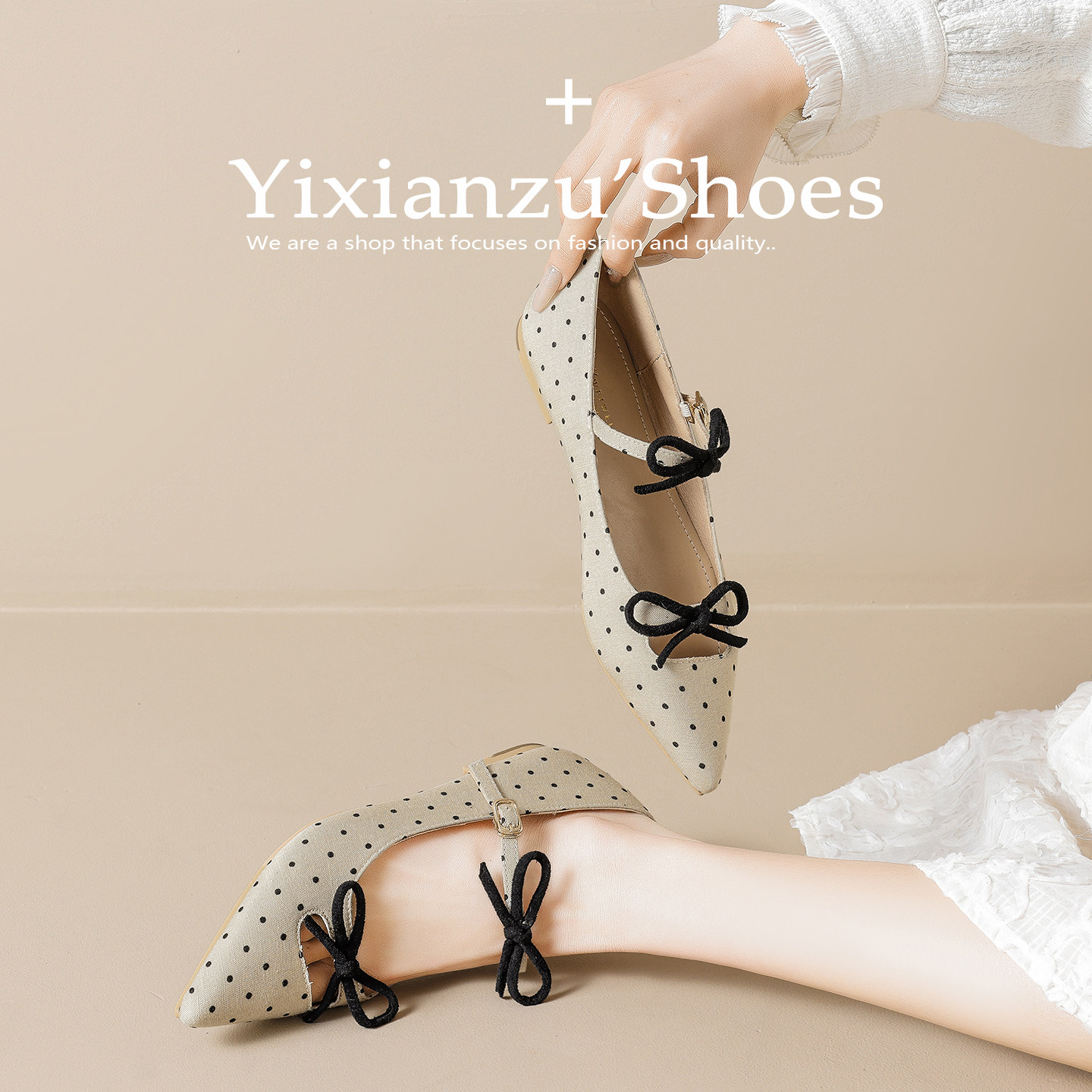 2026新款法式甜美风尖头波点玛丽珍鞋女平底蝴蝶结软底不累脚单鞋,女鞋,浅口单鞋,淘宝优惠券,粉丝福利购,淘宝优惠卷