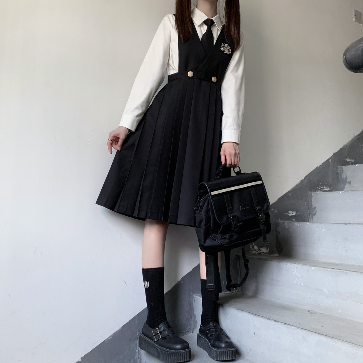 【颜沐溪】沢也私立 jk制服正版护奶裙卡奶裙 日系背心连衣裙女生