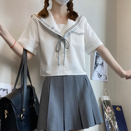 【颜沐溪】柿木中 原创jk制服水手服 刺绣短袖衬衫关西襟学生夏服