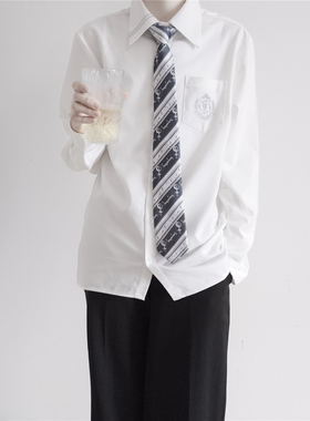 【颜沐溪】凛野 DK制服白色长袖衬衫 校园风正统学生刺绣上衣秋款