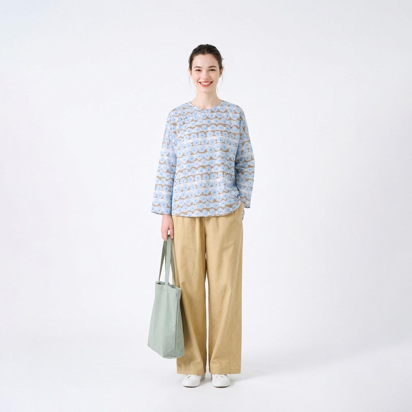 春秋季女装中式长袖上衣圆领衬衣