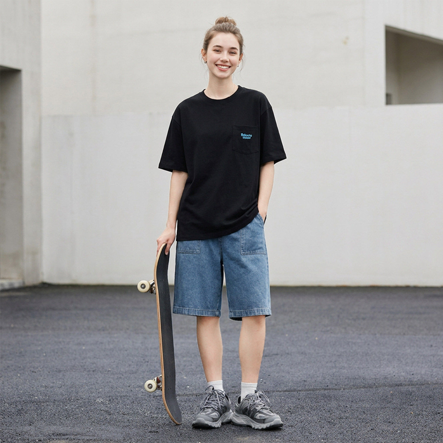 夏季短裤高腰女休闲直筒牛仔裤子