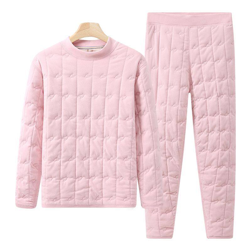 南极人冬季保暖内衣女士羊毛夹棉填充加绒加厚秋衣秋裤家居服套装