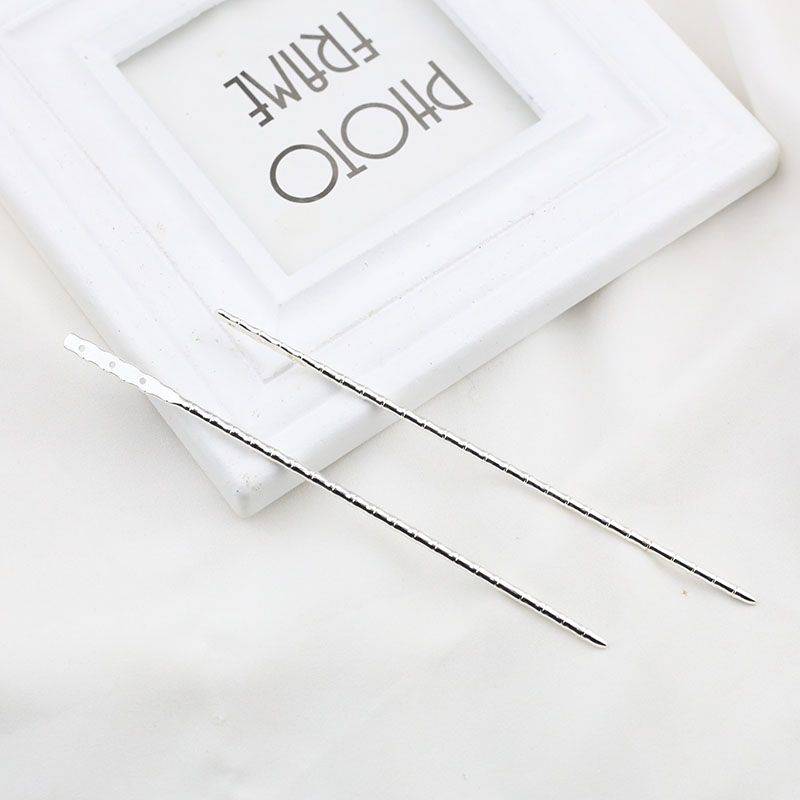 保色纯铜140mm三孔竹节铜簪DIY古风新娘汉服发簪步摇发饰材料配件
