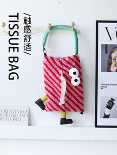 懒地纸巾盒纸巾袋车载纸巾套纸巾收纳袋车用提手抽纸套可爱纸巾套