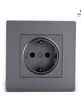 灰色CE欧标欧规插座86型德插16A墙壁插座wall switch 单双控250V