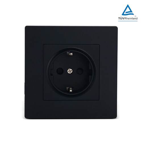 黑色欧标欧规插座86型PC面板德插16A wall switch 单双控110-250V