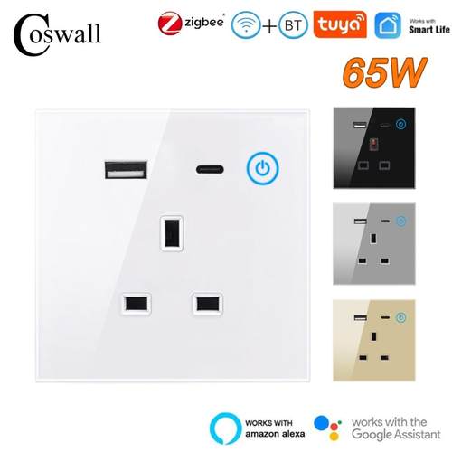 13A英规65W Type-C USB墙壁插座WiFi Zigbee Tuya EWelink Homeki