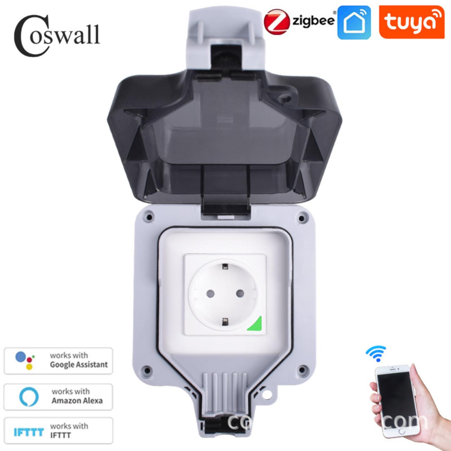 Zigbee /WIFI IP66防水盒欧式英标通用插座开关Alexa Google Home