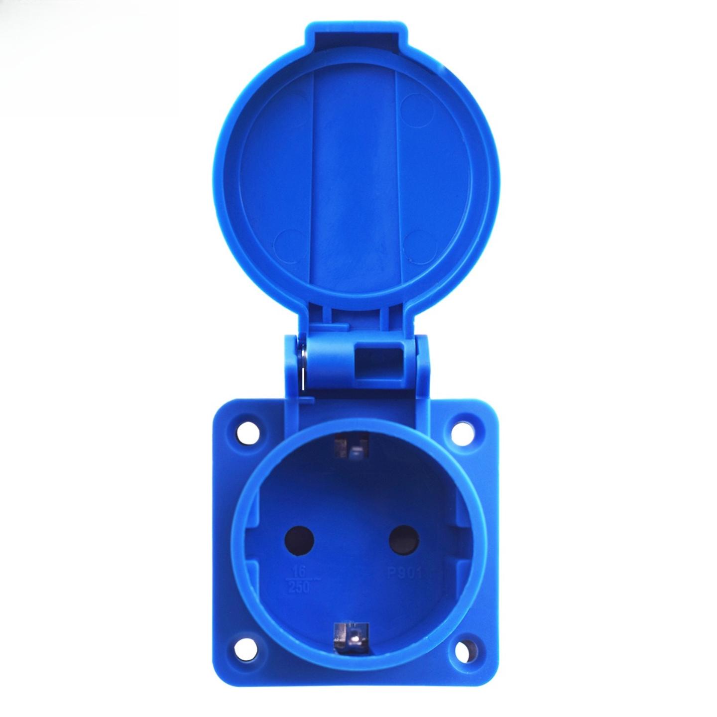 法式欧式欧规工业防水插座法标IP54储能户外插座带盖50*50MM充电