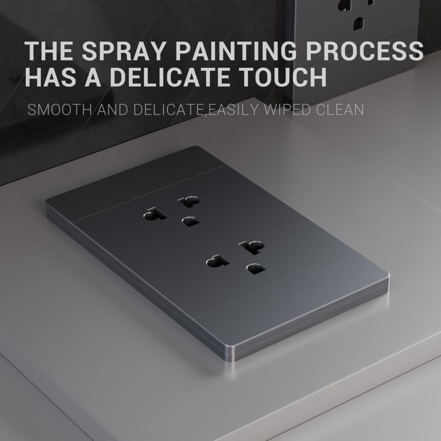 南美新款美标插座118V 16A 250V PC大板超薄面板泰式 圆6孔插座