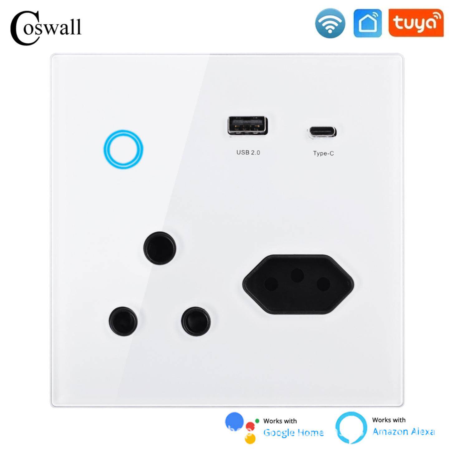 钢化玻璃面板wifi智能涂鸦南非插座 TYPE-C20瓦快充 触摸开关总控