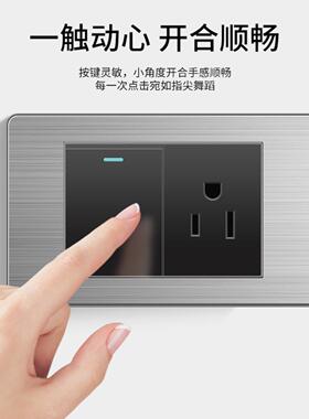 黑色不锈钢拉丝开关插座 15A美标多三孔泰式USB六孔 台标110v插座
