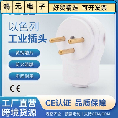 神创/TBSE 以色列接线插头25A250V装配圆柱公母对接三极电源插头