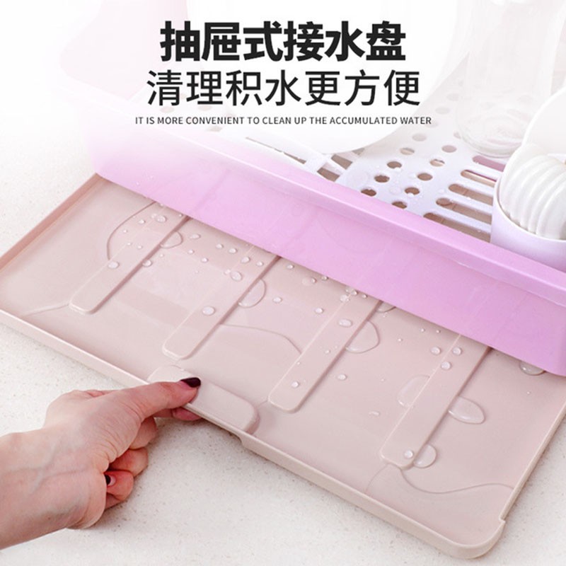 厨房碗柜碗筷收纳盒塑料家用大号放碗筷收纳箱带盖碗碟沥水碗架大