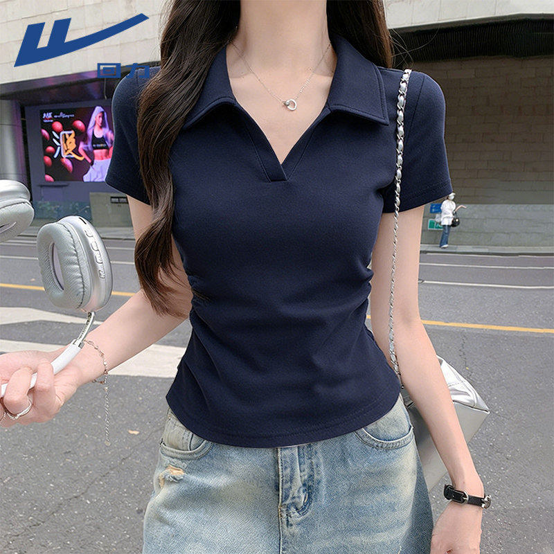 半糖温柔衣馆小个子正肩polo衫T恤女短袖2026新款夏季翻领修身韩