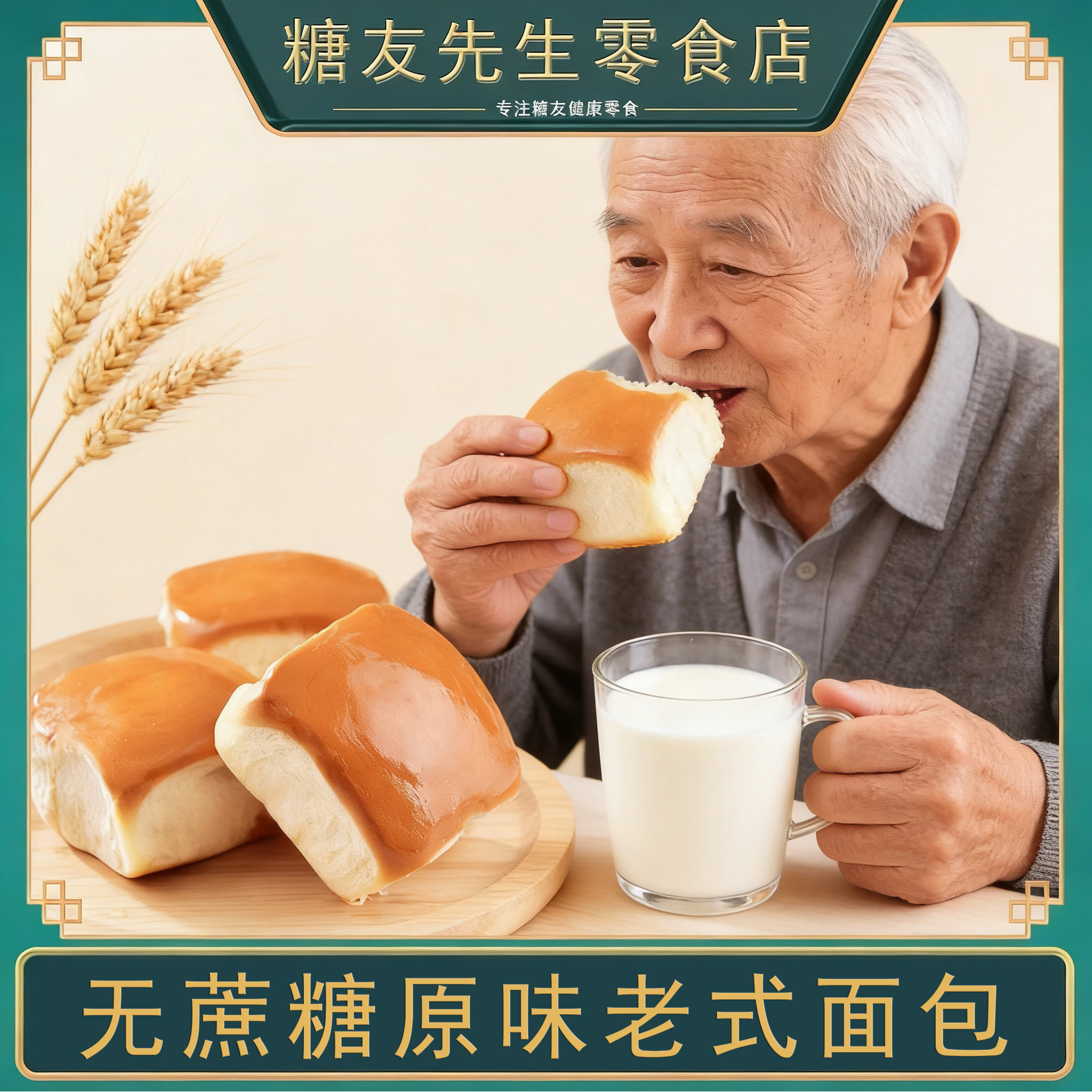 无蔗糖老式面包老年人适合吃的休闲食品早餐糕点老人健康零食小吃