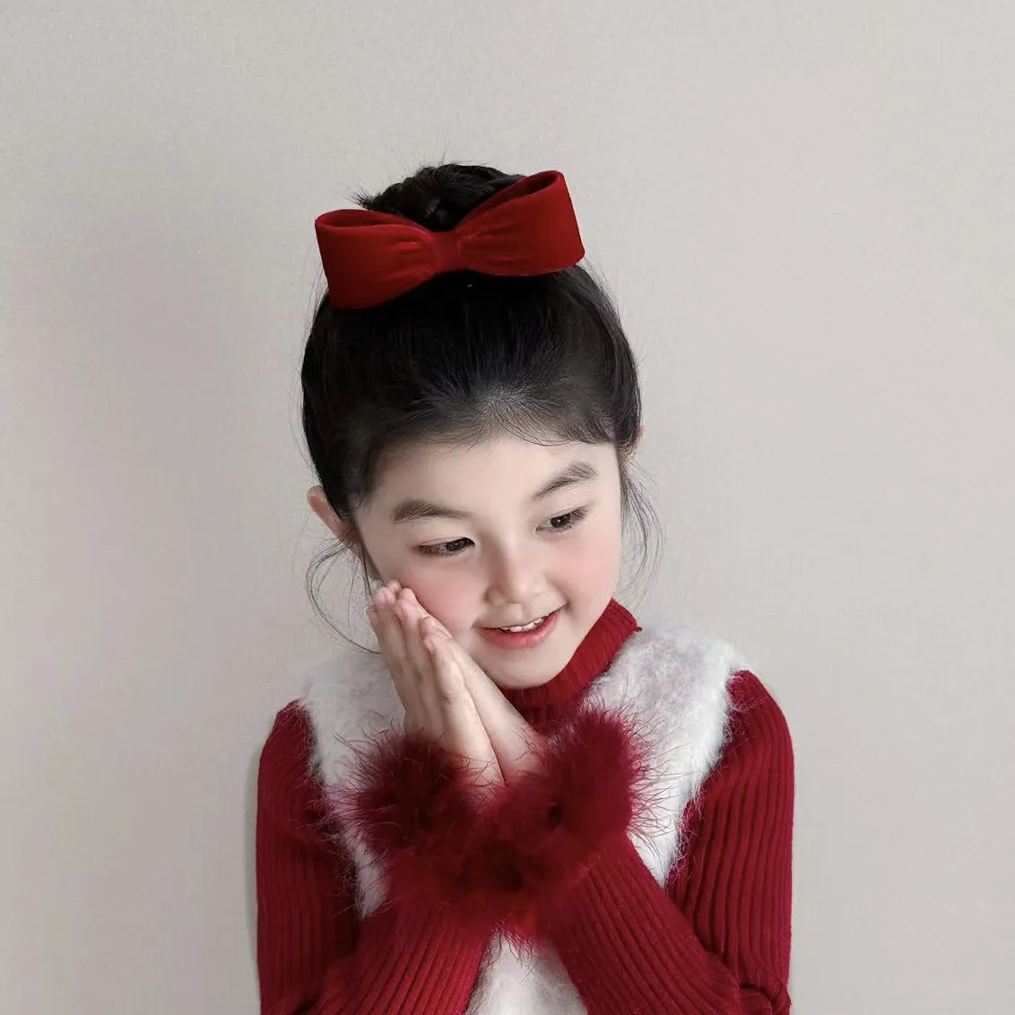 新款立体丝绒酒红儿童蝴蝶结发夹发箍头箍顶夹发圈,童装/婴儿装/亲子装,发饰,淘宝优惠券,粉丝福利购,淘宝优惠卷