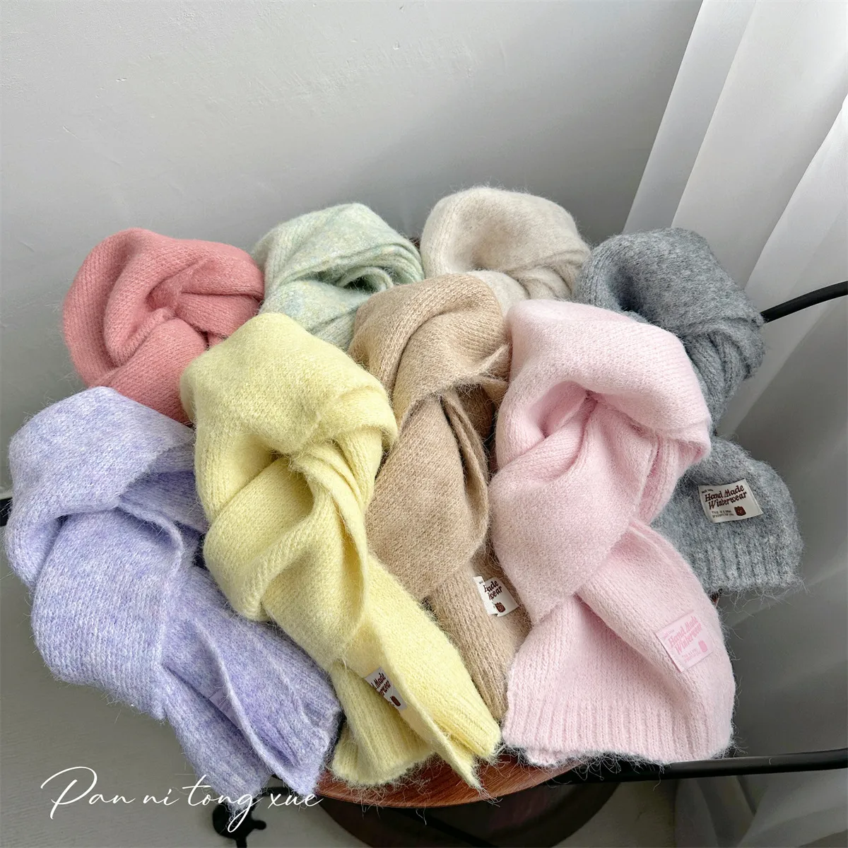 儿童甜美系秋冬季围脖ins韩版毛线针织保暖保暖防风围巾氛围围巾