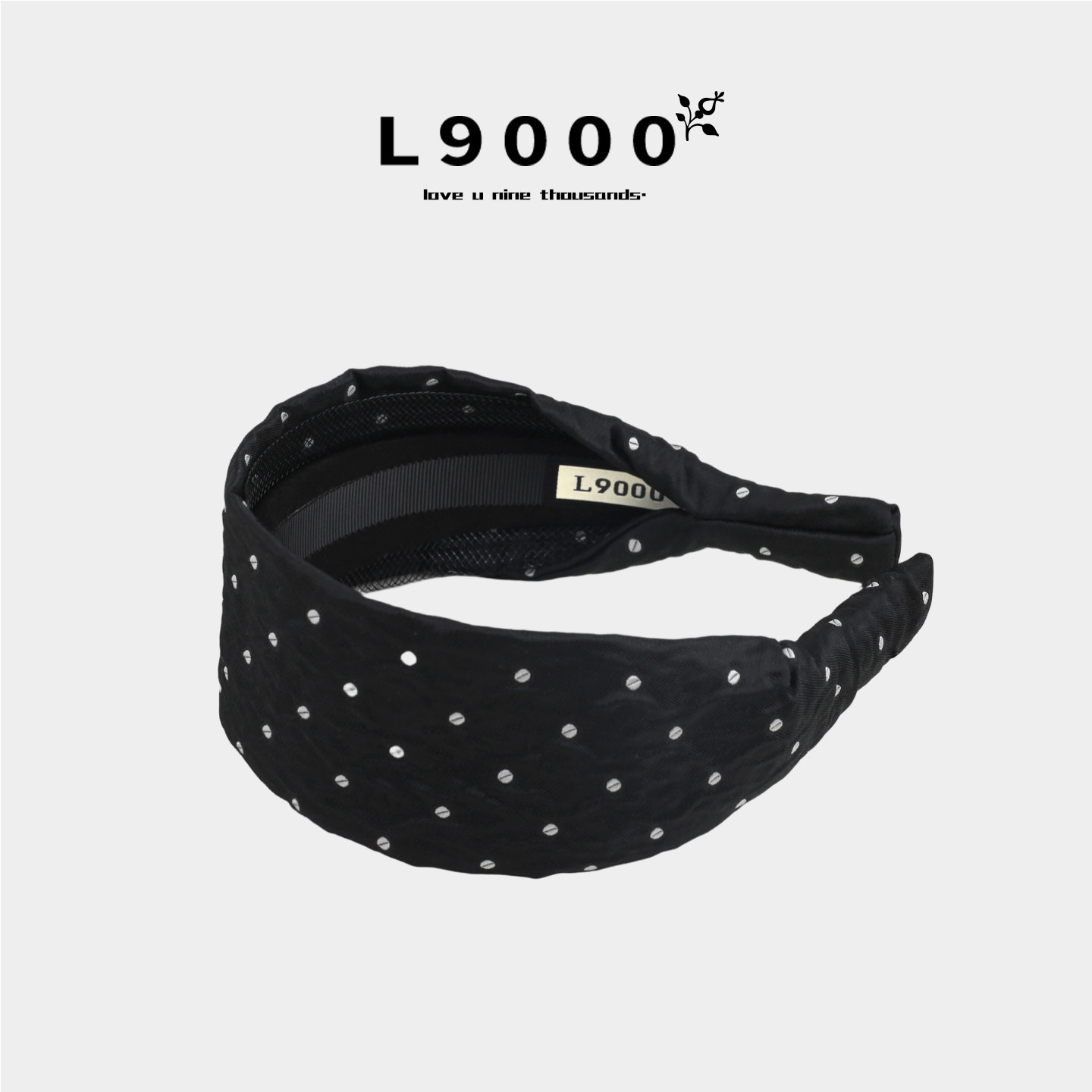 L9000/黑白波点可拆卸水洗布艺发箍女春夏新款褶皱感发卡减龄头饰