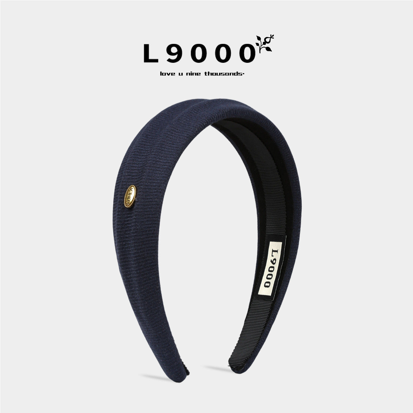 L9000/蓝色头箍气质小羊毛针织发箍女新款小众金标发卡大脸头饰女