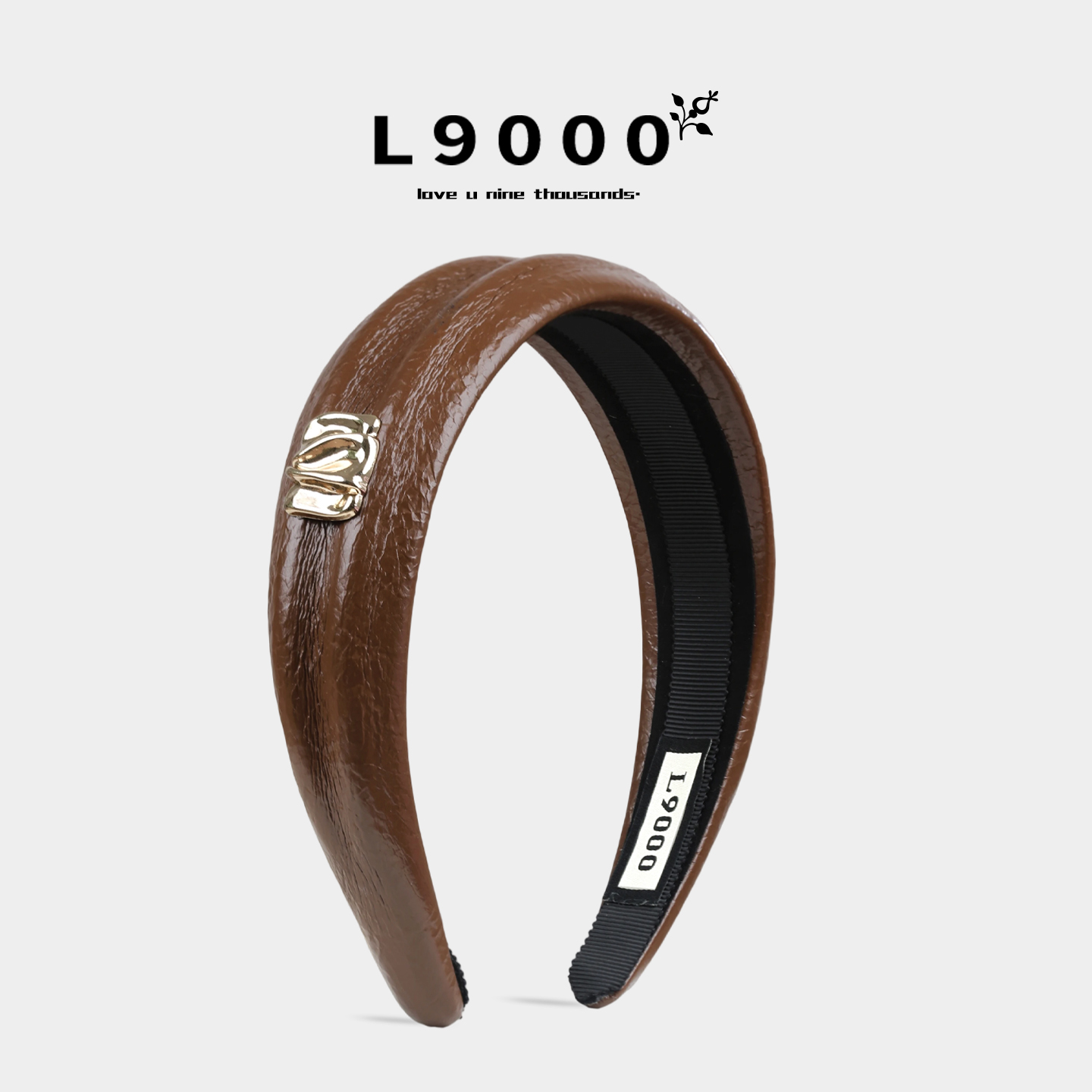 【仿皮革金属标】港风宽边发箍