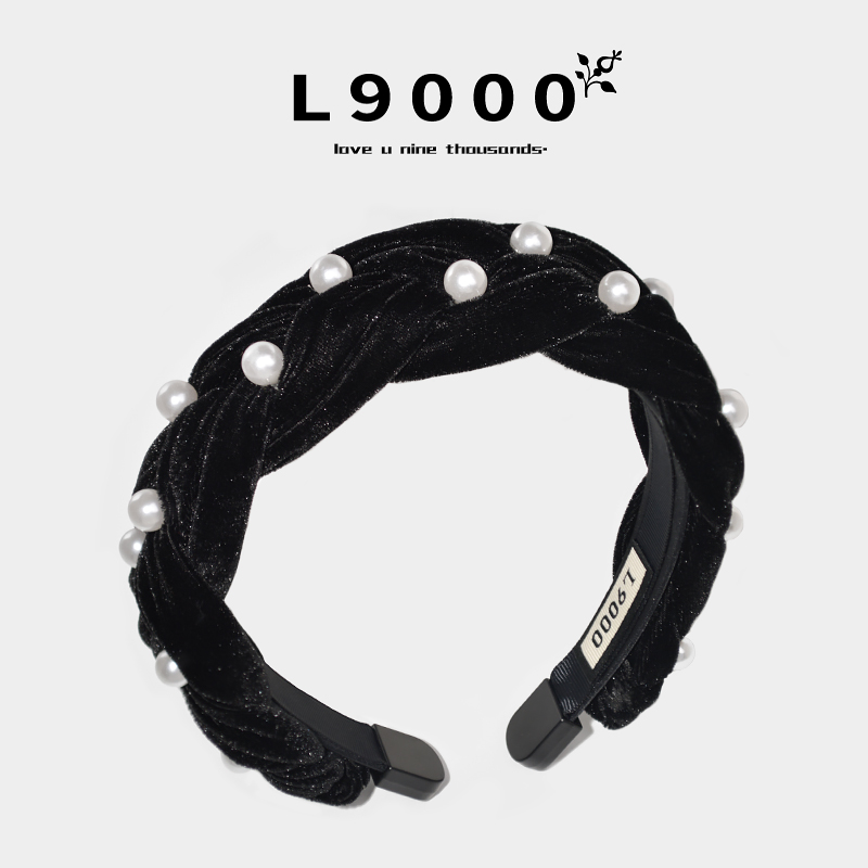 L9000/千惠同款发箍女黑色丝绒