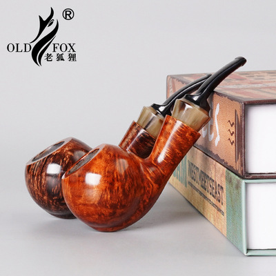 old fox-老狐狸石楠木烟斗自由式手工斗厂家牛角环实木烟斗