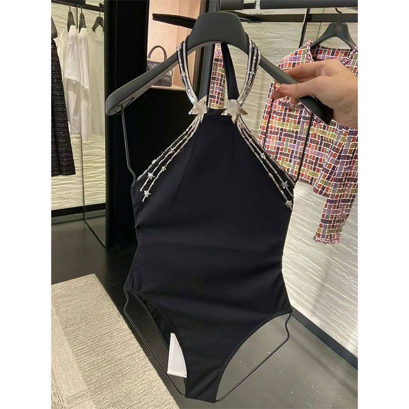纯欲小香风性感钉珠挂脖