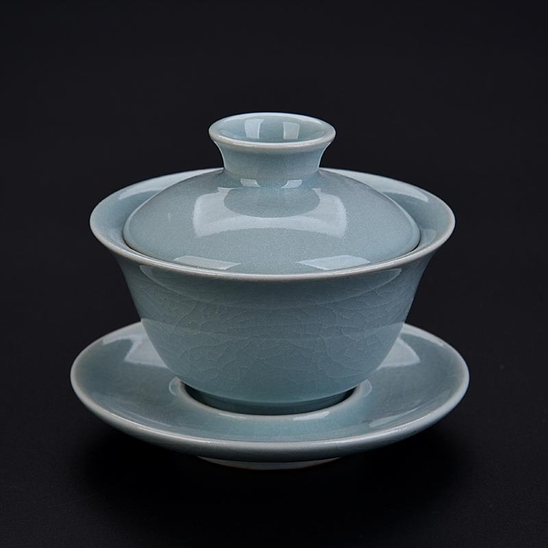 五名窑三才盖碗陶瓷大号茶碗家用官定汝哥钧窑泡茶茶具陶瓷泡茶杯