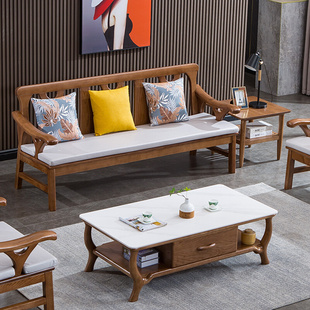 约小户型客厅三人沙发 北欧全实木白蜡木沙发冬夏两用新中式