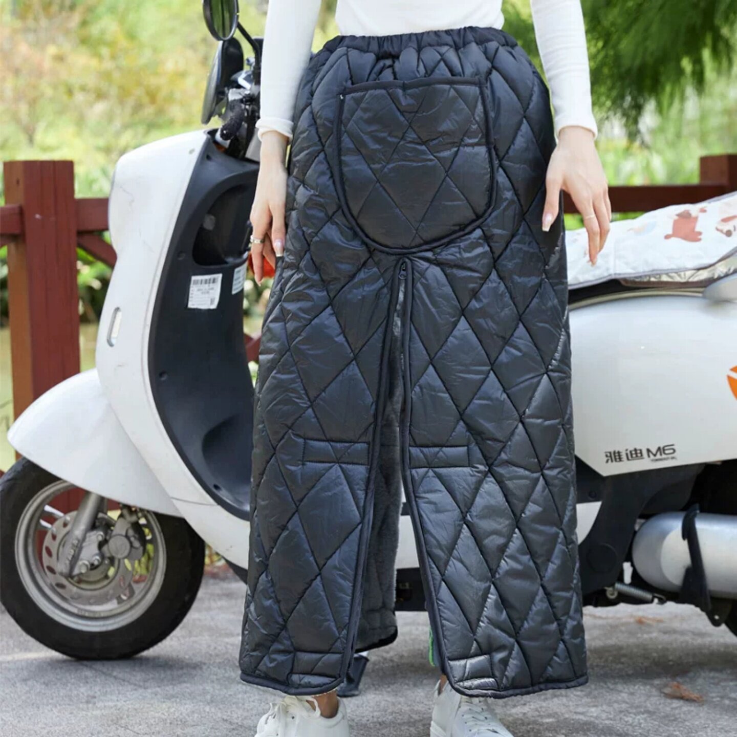 跨骑后座围裙挡风电动车秋冬半身裙护腿加绒加厚护腰保暖骑车男女