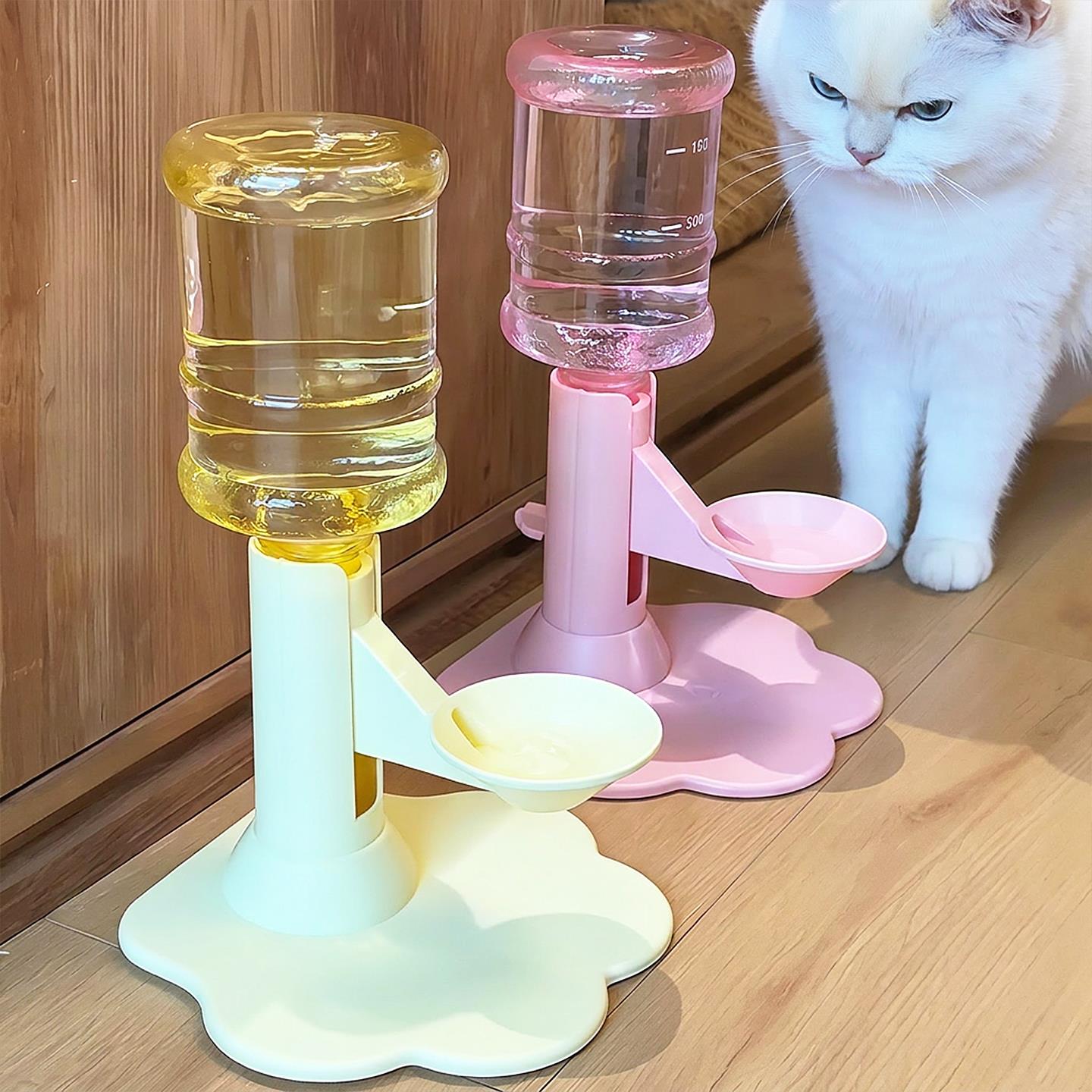 猫咪饮水机自动循环不插电流动活水大容量加高护颈大吸盘不湿下巴